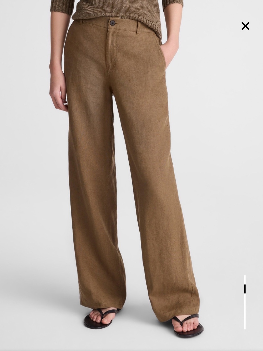 Madewell Zoe Wide-Leg Linen in Safari Khaki